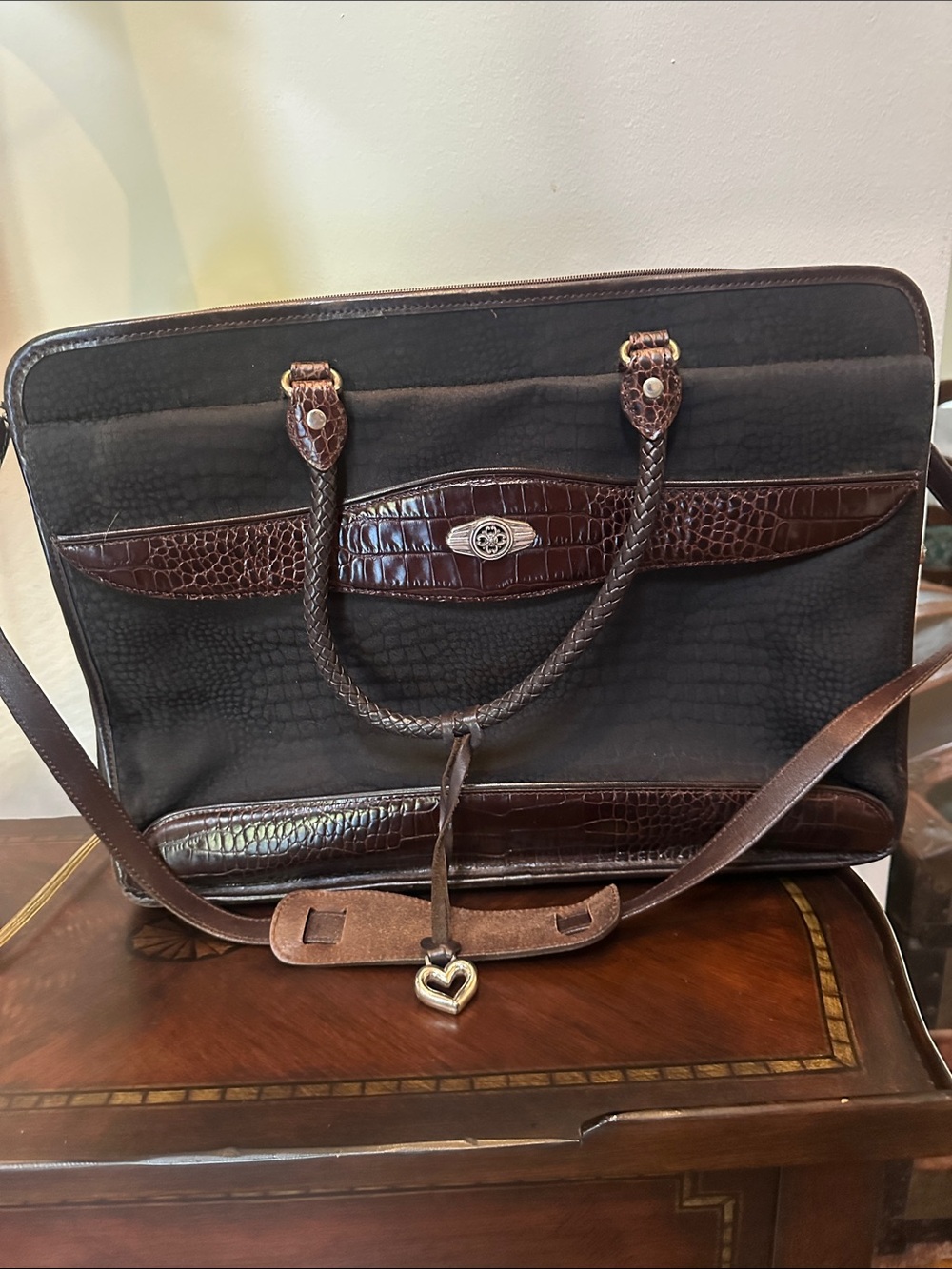 Brighton Black and Dark Brown Laptop Briefcase